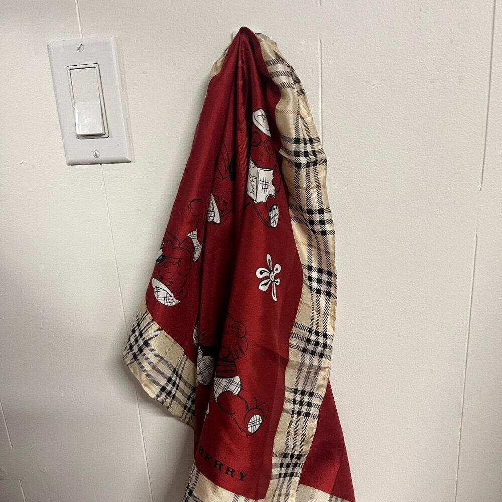 Burberry Bears and Check Silk Scarf - Picture 2 of 6